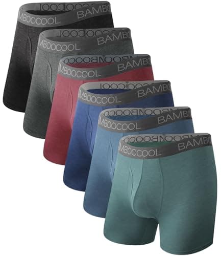 BAMBOO COOL Moisture-Wicking Soft Men's Underwear Boxer Briefs for Men With Open Fly Pouch (6 pack) L - Image 1
