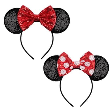 FANYITY Mouse Costume Ears,2 Pcs Mouse Ears Headbands for Girls & Women Party,Size Free (HEBD+ZE) - Image 1