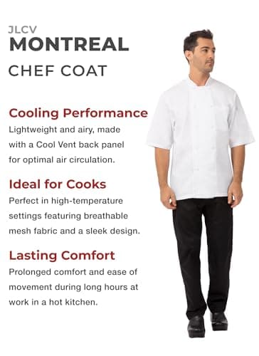 Chef Works Men's Montreal Cool Vent Chef Coat, White, Medium - Image 3