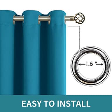 BGment Blackout Curtains - Grommet Thermal Insulated Room Darkening Bedroom and Living Room Curtains, Set of 2 Panels (38 x 45 Inch, Peacock Blue) - Image 6