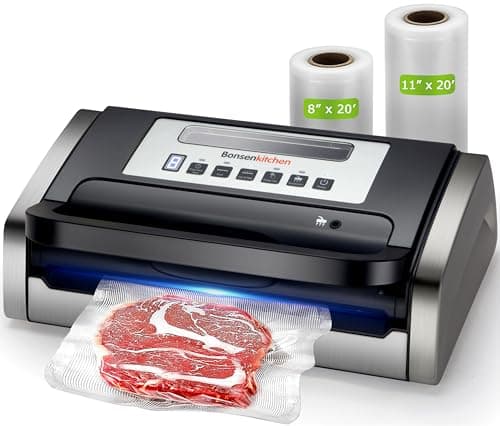 Bonsenkitchen Vacuum Sealer Machine, Globefish Technology for Perfect Vacuum Sealing, Powerful Low-Noise Food Vacuum Sealer with Easy Handle Design, Built-in Cutter and Bag Storage, 2 Bag Rolls - Image 1