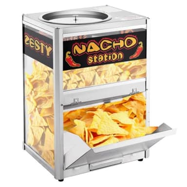 Nacho Machine Food Warmer - Steel Countertop Display Case and Merchandiser for Tortilla Chips, Peanuts, and Popcorn by Great Northern Popcorn (Silver) - Image 1