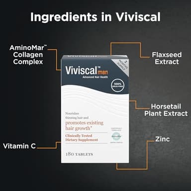 Viviscal Men's Hair Growth Supplements for Thicker Fuller Hair, Clinically Proven Collagen Complex, 180 Tablets 3 Month Supply - Image 4