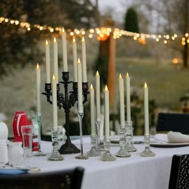 LED Flameless Taper Candles, 10.6 Inch, Set of 12, 2AA Battery Operated with Remote Control, Timer Function, Halloween, Christmas and Wedding Banquet Table Center Decoration, Ivory White (12) - Image 2