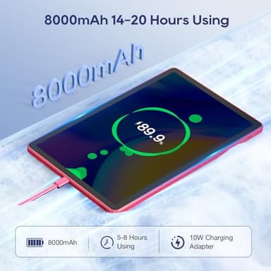 Android Tablets, 11 inch Octa-Core Processor Tablet with 2 Years Protection, 128GB Storage,12GB RAM, 6ft Charging Cable, 8000mAh Battery, Reinforced Type-C Port, Quad-Speaker (Pink) - Image 5