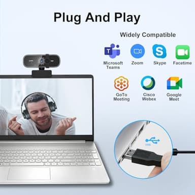 ISKOVI C28 1080P Webcam with Privacy Cover and Tripod Stand, PC Camera with Noise-Cancelling Mic, Auto Light Correction, Plug and Play, Web Camera for Streaming, Zoom/Facetime - Image 6