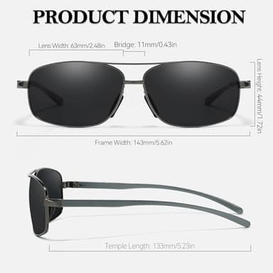 HIGLASS Polarized Sunglasses for Men, Lightweight Al-Mg Metal Frame Rectangle Sun Glasses UV Protection for Driving Fishing - Image 3