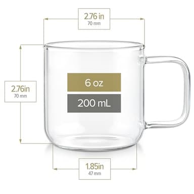 Teabloom Set of Two Premium Borosilicate Glass Cups - 6 Ounces / 180 ml - Stain-free and Microwave Safe - Image 2