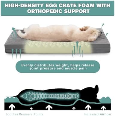 Waterproof XL Dog Beds Large Sized Dog, Outdoor Orthopedic Washable Crate Pad 42 inch, Extra Large Foam Pet Bed with Durable Removable Cover Reversible, XLarge Anti-Slip Kennel Pads, 41"x27", Gray - Image 4