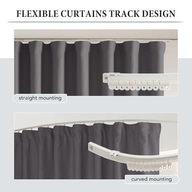 RYB HOME Extra Wide Room Divider Curtains with Flexible Silent Track, Blackout Floor to Ceiling Curtains with Hooks for Bedroom/Living Room/Basement Ceiling&Wall Mount, Grey, W120 x L96, 1 Panel - Image 6
