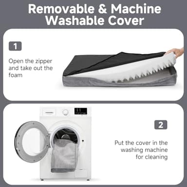 OhGeni Orthopedic Waterproof & Machine Washable Dog Bed for Medium Large Pets, Suitable for Crates, Cat Mat with 25D Egg Crate Foam, Non-Slip Bottom & Removable Cover, 35 Inches(Gray) - Image 5