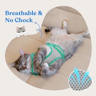 Supet Cat Harness and Leash for Walking Escape Proof, Adjustable Harness for Cats, Easy Control Small Cat Harness for Medium Large Kitten Green - Image 3