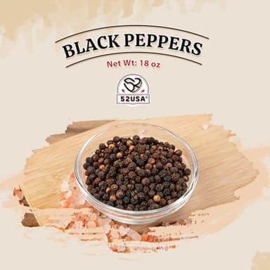 52USA Whole Black Peppercorns, 18oz (Pack of 1), Peppercorns for Grinder Refill, Gluten-Free, Kosher, Non-GMO, All Natural Black Pepper, Perfect for Cooking & Seasoning - Image 3