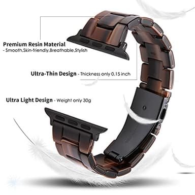 HOPO Compatible With Apple Watch Band 38mm 40mm 42mm 44mm Thin Light Resin Strap Bracelet With Stainless Steel Buckle Replacement For iWatch Series Ultra 9 8 7 6 5 4 3 2 1 - Image 3