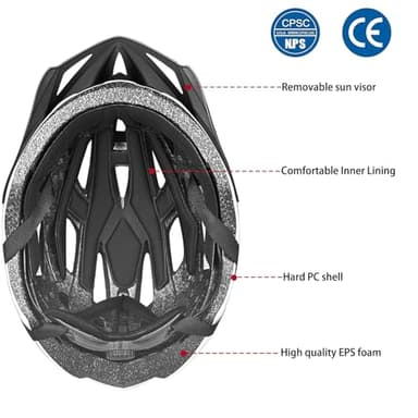AISSTXOER Adult Bike Helmet Men and Women Bicycle Helmet Removable Visor Adjustable Cycling Helmet Suggested Fit 56 to 62cm for Mountain & Road with CPSC Safety-Certified (Silver) - Image 4