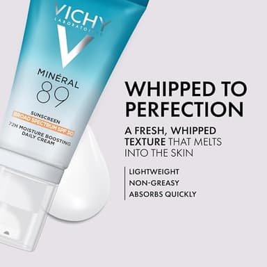 Vichy Minéral 89 Face Sunscreen SPF 30, Hydrating Daily Sunscreen For Face SPF 30, Hyaluronic Acid + Niacinamide + Squalane Oil, No White Cast Sunscreen, Oxybenzone Free, Travel Size Sunscreen - Image 6
