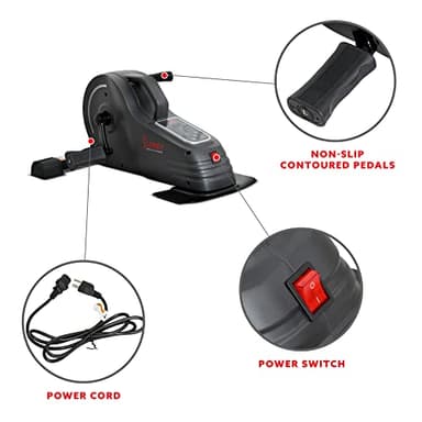 Sunny Health & Fitness Under Desk Motorized Exercise Foot Peddler, Portable Mini Cycle Bike for Stationary Home Workouts - SF-B0960 Black - Image 5