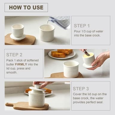 Butter Crock with Lid for Countertop - Ceramic French Butter Dish for Spreadable Soft Butter, Butter Container Holder with a Water Seal, Housewarming Gift, Kitchen and Home Decor, Speckled White - Image 5