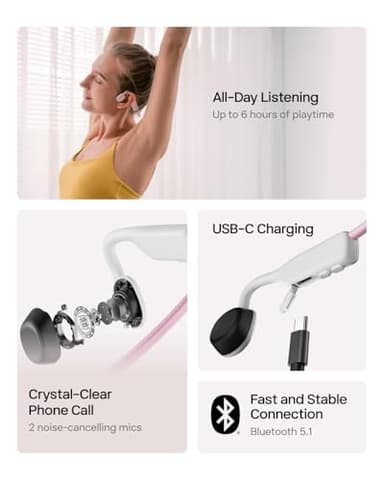 SHOKZ OpenMove - Open-Ear Bluetooth Sport Headphones, Bone Conduction Wireless Earphones, Sweatproof for Running and Workouts, with Sticker Pack (Pink) - Image 6