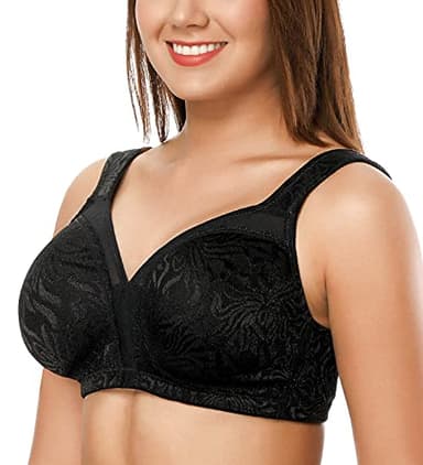 ZeroBound Women's Minimizer Bras Comfort Cushion Strap Wirefree Full Coverage Large Bust Non-Padded Bra(Black,40DDD) - Image 2