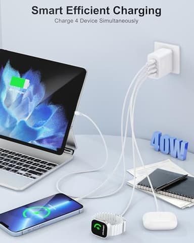 USB C Charger Block, 40W 4-Port USB-C Wall Charger Fast Charging Dual Port USBC Power Adapter+Double USB Wall Plug Multiport Brick Type C Block for iPhone 15 14 13 12 11 Pro Max XS XR, iPad, Samsung - Image 4