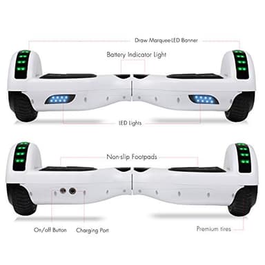 LIEAGLE Hoverboard, 6.5" Self Balancing Scooter Hover Board with Many Certified Wheels LED Lights for Kids Adults(A02 White) - Image 3