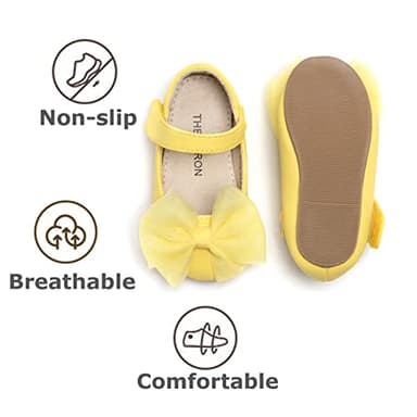 THEE BRON Toddler/Little Girl Mary Jane Flats Princess Dress Shoes(G06 Toddler,Yellow/8M) - Image 6