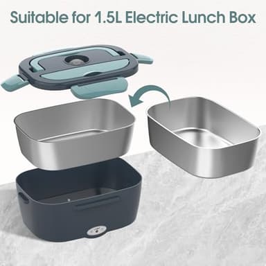 Herrfilk (Only for 1.5L Electric Lunch Box) 1.5L 304 Stainless Steel Inner Container for Electric Lunch Box, Removable Replacement Tray, Easy to Clean, Eco Friendly and Dishwasher Safe - Image 2