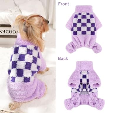 Dog Pajamas Pjs Fleece Dog Sweater Cute Puppy Clothes for Small Dogs Chihuahua Yorkie Clothes Girl Boy Warm Pullover Doggie Outfit Cat Sweater (Square Purple, XX-Small) - Image 2