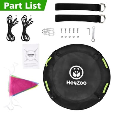 HeyZoo 48 inch Tree Swing, Larger Saucer Flying Swing for Whole Family, 900lbs Weight Capacity, with Adjustable Hanging Straps, for Outdoor Backyard, Gifts for Kids, Black - Image 6