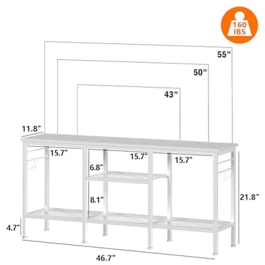 Furologee TV Stand for TVs up to 55 Inch, Entertainment Center with Open Storage Shelves, Media Console Table with Soundbar Shelf for Living Room, Bedroom, White - Image 3