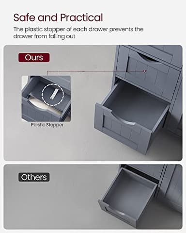 VASAGLE Bathroom Floor Storage Cabinet, Freestanding Bathroom Storage Unit with 3 Drawers, 1 Adjustable Shelf, 11.8 x 23.6 x 31.5 Inches, Slate Gray UBBC049G01 - Image 9