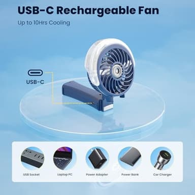 HandFan Upgraded Portable Handheld Misting Fan, Rechargeable Personal Mister Fan, Spray Water Mist Fans, Foldable Mini Cooling Hand Fans for Summer Beach Travel Concerts, Gifts for Women(Royal Blue) - Image 9