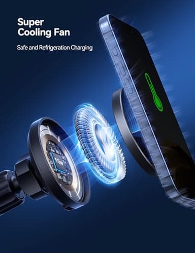 JOYROOM for MagSafe Car Mount Charger, [Fan Cooling] 15W Fast Wireless Car Charger Mount, iPhone Magnetic Car Phone Holder Fit iPhone 16Pro Max Plus Mini/15/14/13/12 - Image 2