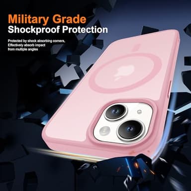 ORETECH Magnetic for iPhone 15 Case, [Compatible with MagSafe][2 Pcs Screen Protectors][15 FT Drop Protection] Frosted Translucent Back, Shockproof, Anti-Scratch Phone Case for iPhone 15, Light Pink - Image 5
