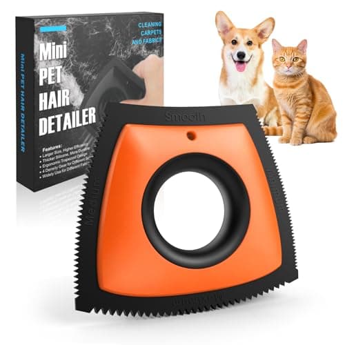 Geyrut Pet Hair Removal Tool, Dog Hair Remover for Car Couch Furniture Carpet Clothing, Triangle Multi-Surface Pet Hair Remover for Auto Interior Detailing Supplies Mini Pet Hair Detailer (Orange) - Image 1