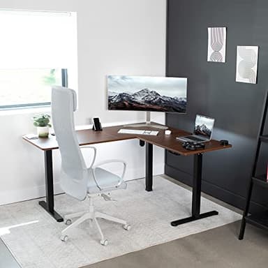 VIVO Electric Corner 63 x 55 inch L-Shaped Standing Desk, Memory Height Adjustment, Dark Walnut Top Black Frame, DESK-E3CTD - Image 7
