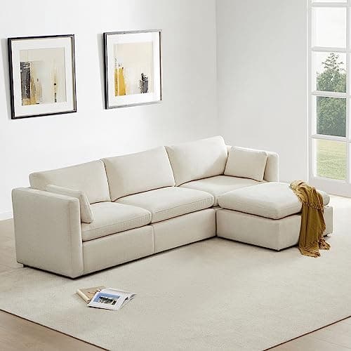 CHITA Oversized Modular Sectional Sofa, FSC Certified L Shaped Sectional Couches for Living Room, 112 inch Width,4 Seat Modular Sofa with Storage Ottoman, Linen - Image 1
