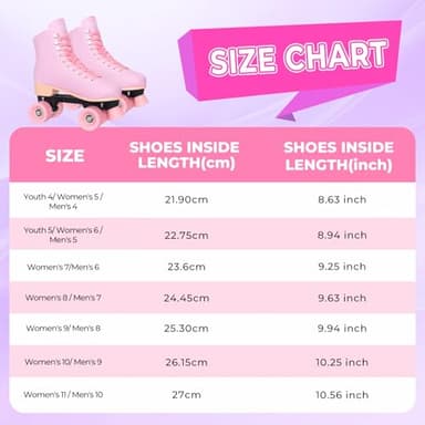 Nattork Roller Skates for Women Outdoor Indoor Four-Wheel Fun Fashionable Roller Skates for Men Girls Boys Pink - Image 6