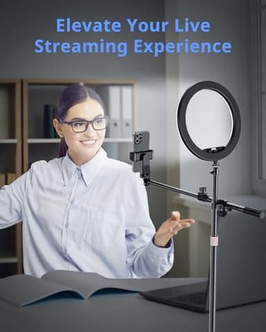 UBeesize 12" Ring Light with Overhead Phone Mount, LED Ring Light with Phone Holder and Stand, Desk Light Ring for iPhone,Cameras, Selfie Light for Live Streaming,Video Recording, Content Creation - Image 6