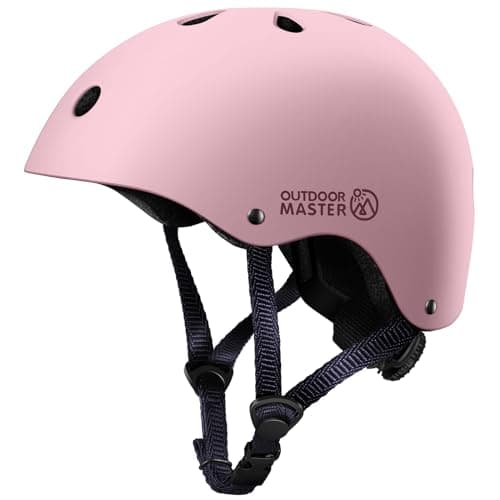 OutdoorMaster Youth & Kids Bike Helmet - Adjustable Multi-Sports Skateboard Helmet with Removable Liners for Balance Bike, Toddler Scooter, One Wheel Hoverboard - Pink - L - Image 1