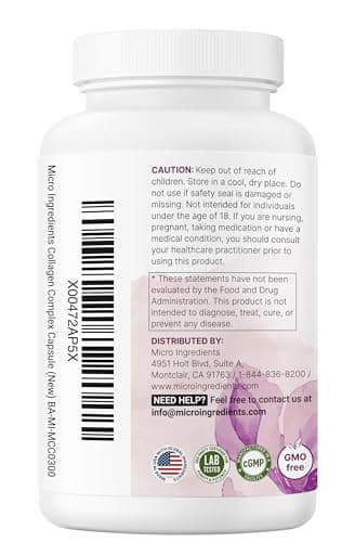 Micro Ingredients Multi Collagen Pills for Women & Men, 240 Capsules | Type I, II, III, V, X - Hydrolyzed Peptides with Biotin, Hyaluronic Acid & Vitamin C | Hair, Skin, Nail & Joint Support* - Image 9