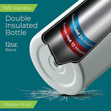 SIPX™ Insulated Kids Water Bottles 12oz. With Straw Lid, BPA-Free Reusable Insulated Toddler Water Bottle Keeps Cold 24 Hours, Metal Water Bottle Kids Made Of Sustainable Material (Blue) - Image 3