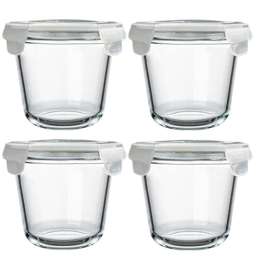H.JSS WDJS 24 Oz Glass Food Storage Container, 3 Cup Round Glass Soup Container with Airtight Lids, Round Food Containers, Leakproof Soup Storage Container, DishwasherMicrowave & Freezer Safe (4 Pack) - Image 1