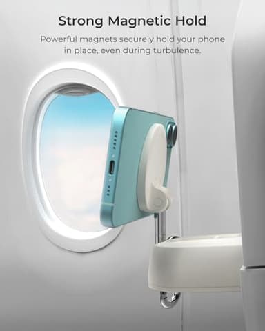 iOttie Treker Travel Essentials Magnetic Airplane Phone Holder with 360° Rotation Swivel Head and Magnetic Ring Adapter for Universal Compatibility with MagSafe, Qi2, iPhone, and Android Smartphones - Image 6