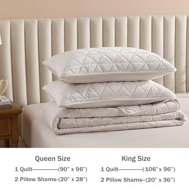 Homzard Velvet Quilt Set Queen Size Bedding Set, Cream White Velvet Comforter, Luxury Bedspreads Queen Size, Cream White Bedding,Soft Lightweight Quilts for All Season - Image 5