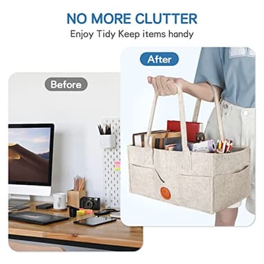 Maliton Baby Diaper Caddy Organizer for Changing Table, Nursery Storage Bin Basket with Handle, Felt Diaper Organizer Suitable for Indoor Outdoor (Khaki) - Image 8