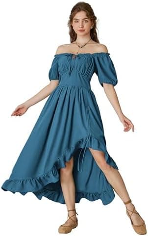 Scarlet Darkness Renaissance Dress Women Cottagecore Corset Dress Ruffle Maxi Dress with Pockets - Image 4