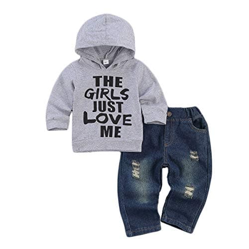 fhutpw Toddler Baby Boy Outfits Hoodie Sweatshirts & Jeans Clothes Set Fall Winter 6 9 12 18 24 Months - Image 1