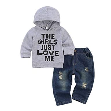 fhutpw Toddler Baby Boy Outfits Hoodie Sweatshirts & Jeans Clothes Set Fall Winter 6 9 12 18 24 Months - Image 1